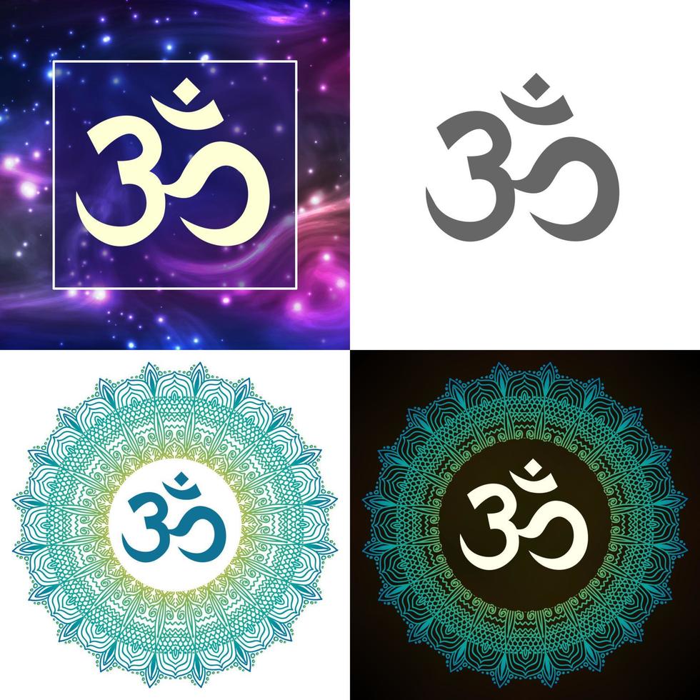 Om Symbol Of Hindu Deity God Shiva Set Vector