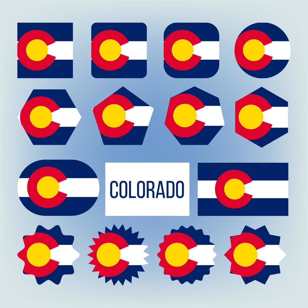 Colorado State Various Shapes Vector Flags Set