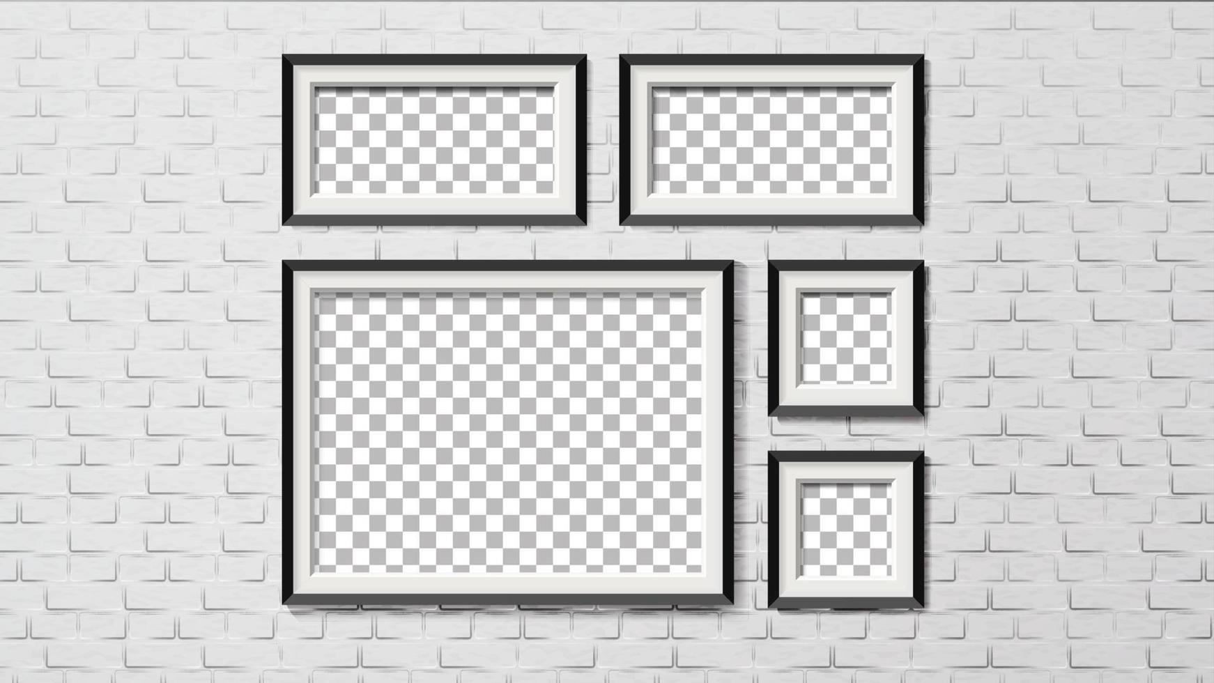 Modern Frames On Brick Wall Background Set Vector