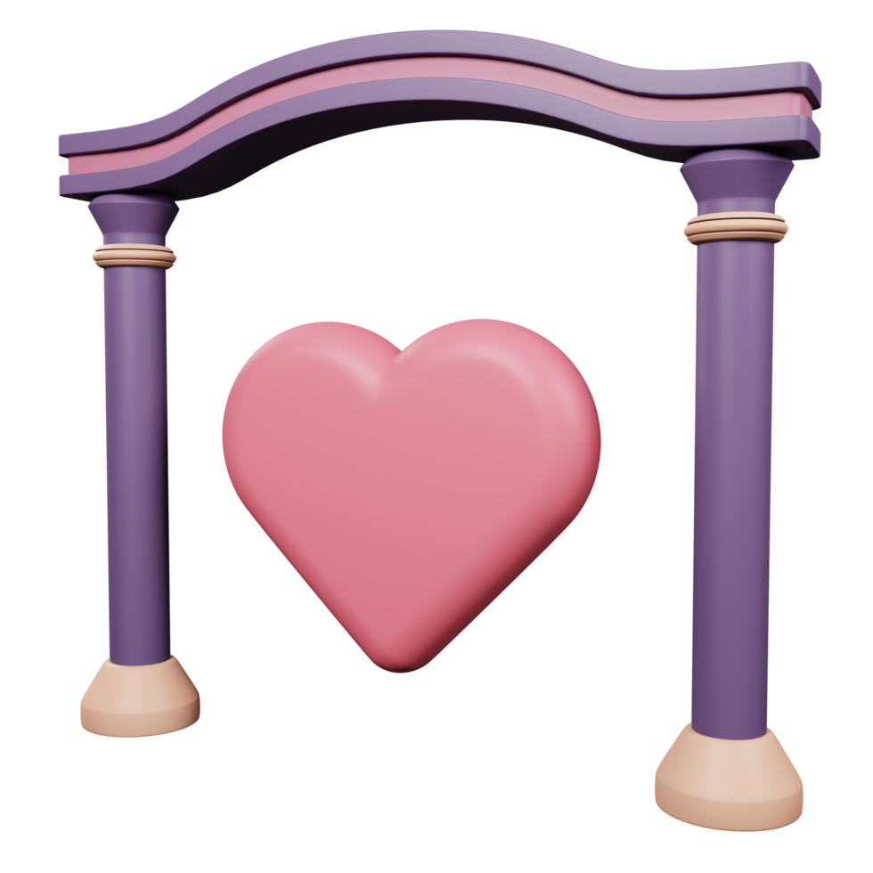 3D-Valentinstor mit Herzsymbolillustration png