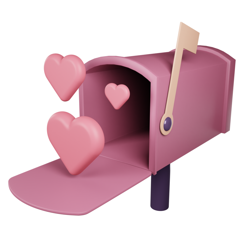 Caja de correo de san valentín 3d con amor dentro de la ilustración png