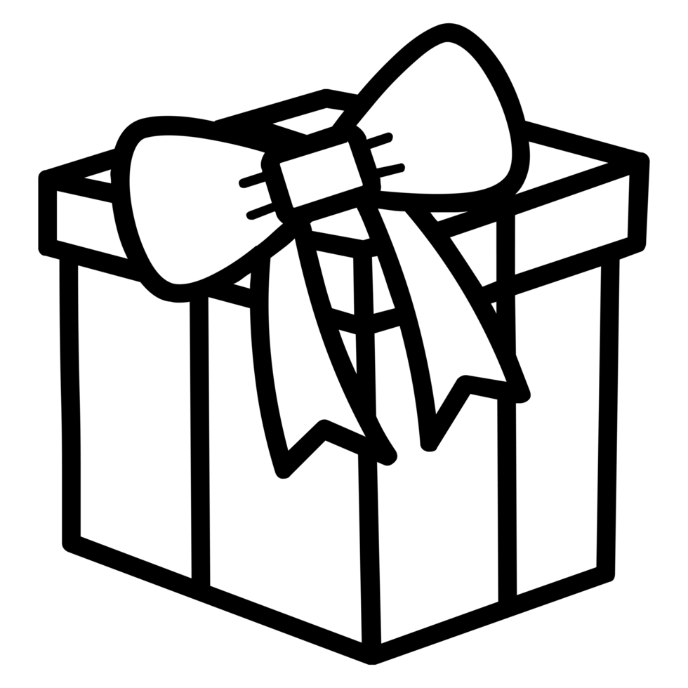 Gift Box Outline on Transparent Background png