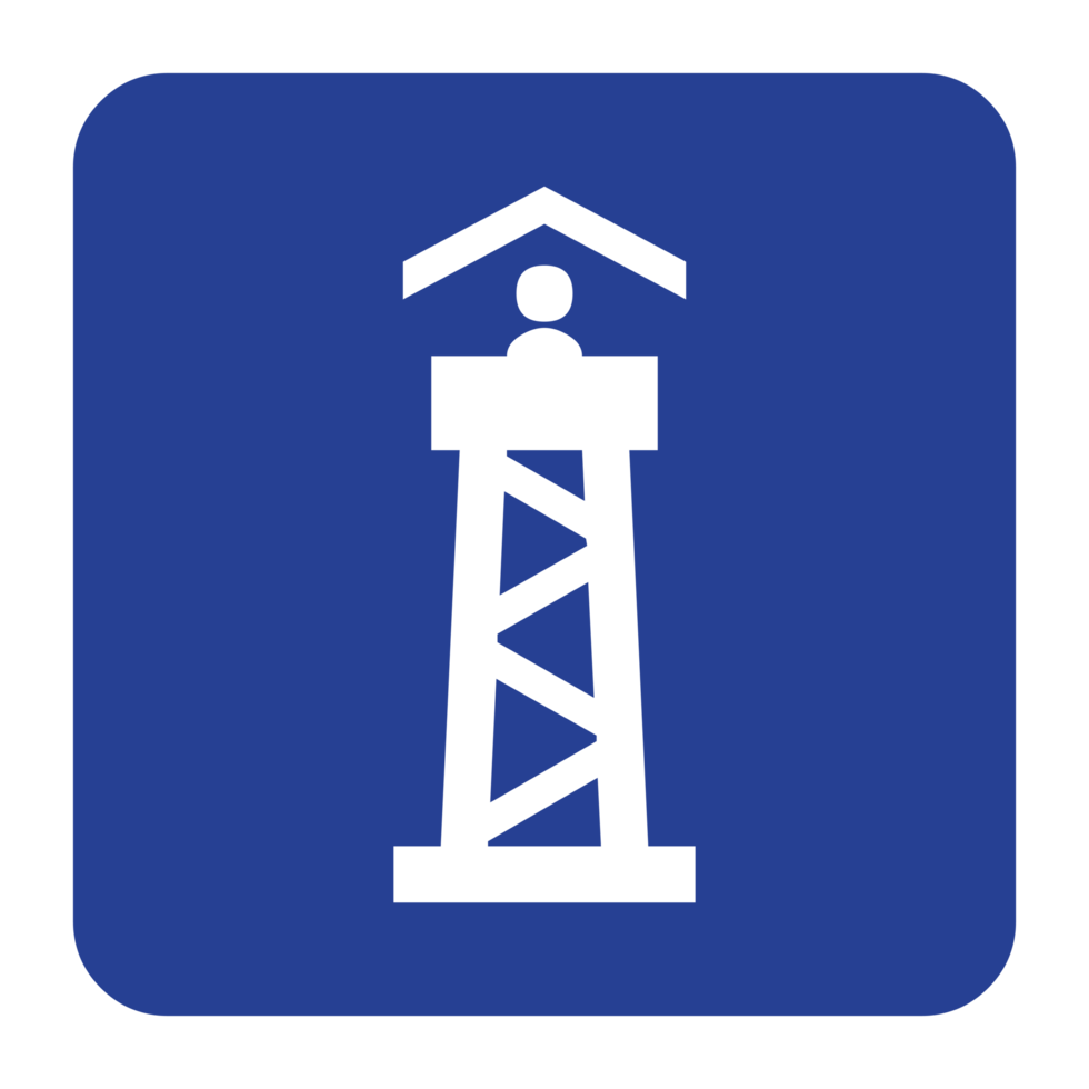 Observation Tower Recreational Sign Symbol on Transparent Background png