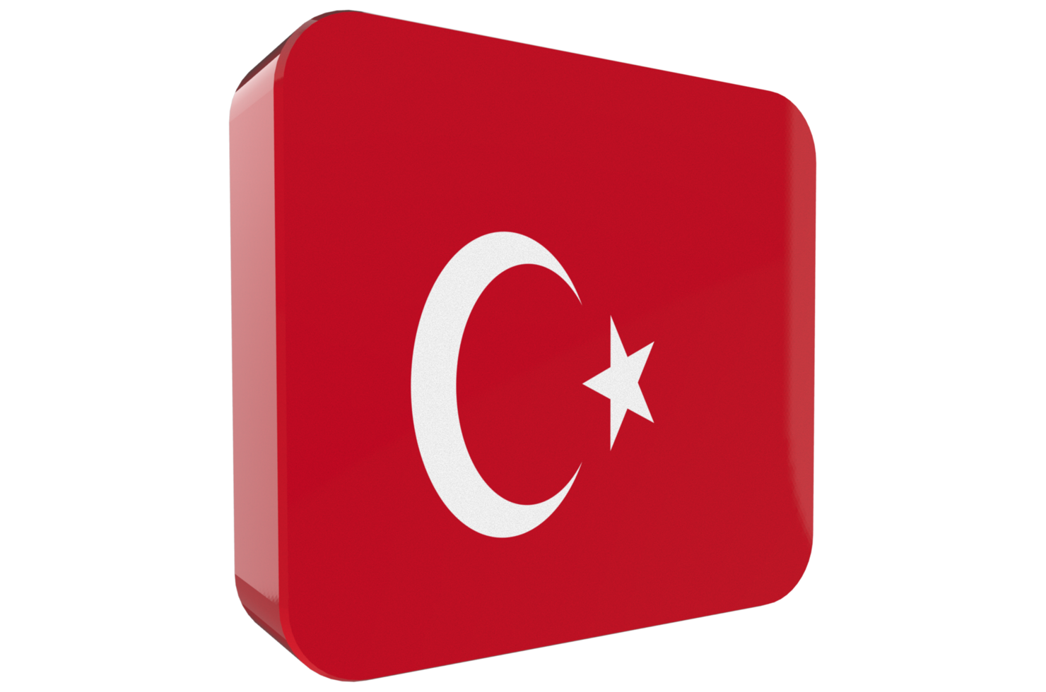 Turkey Flag 3d icon on transparent Background png