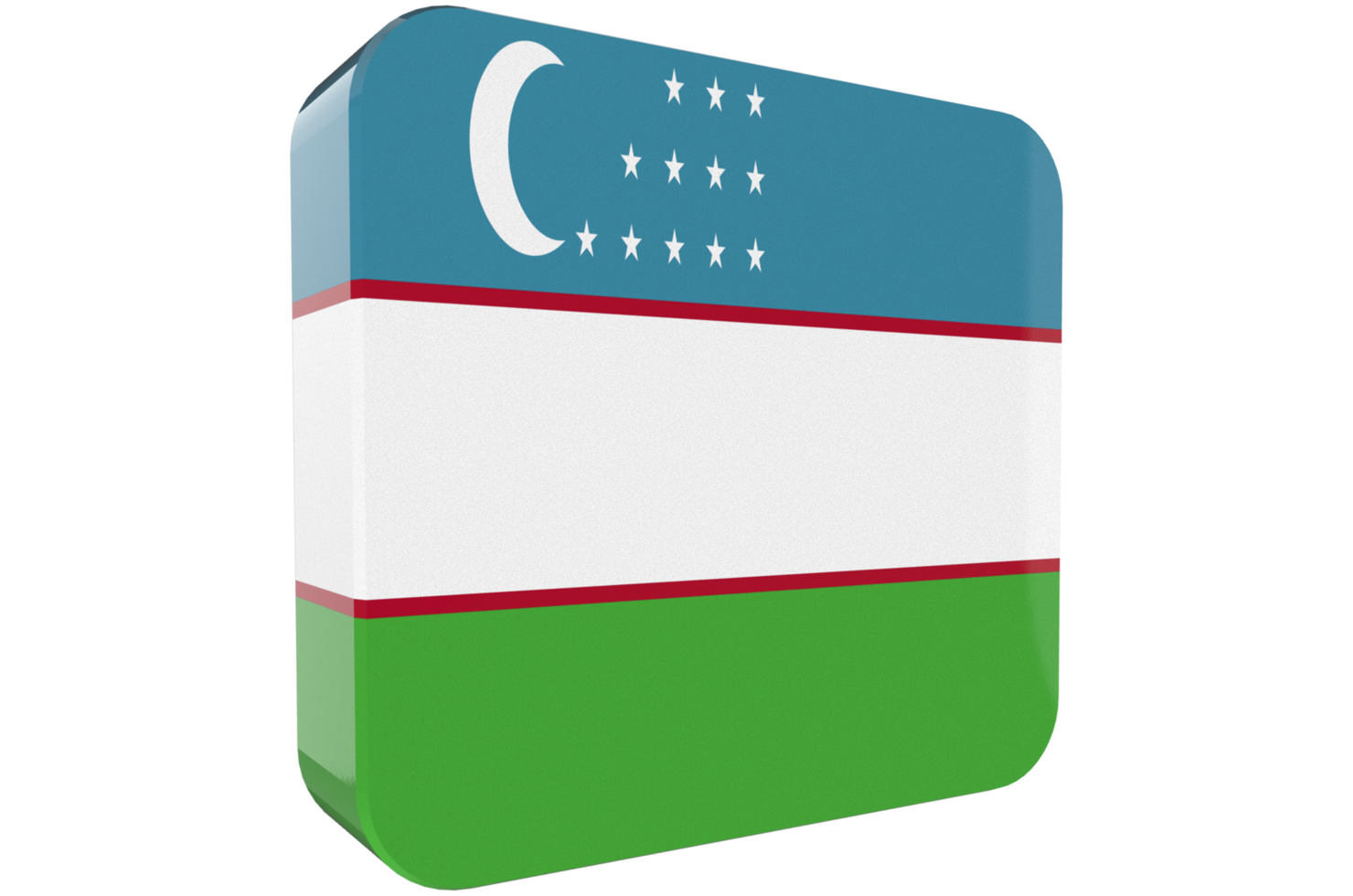 uzbekistan flagga 3d ikon på transparent bakgrund png