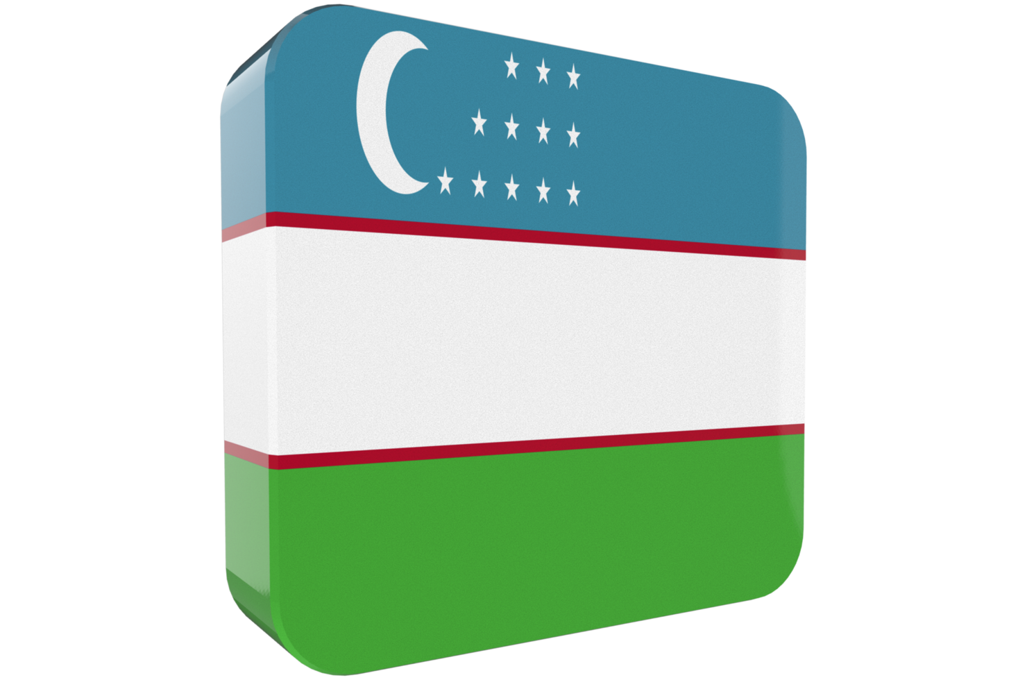 Uzbekistan Flag 3d icon on transparent Background png