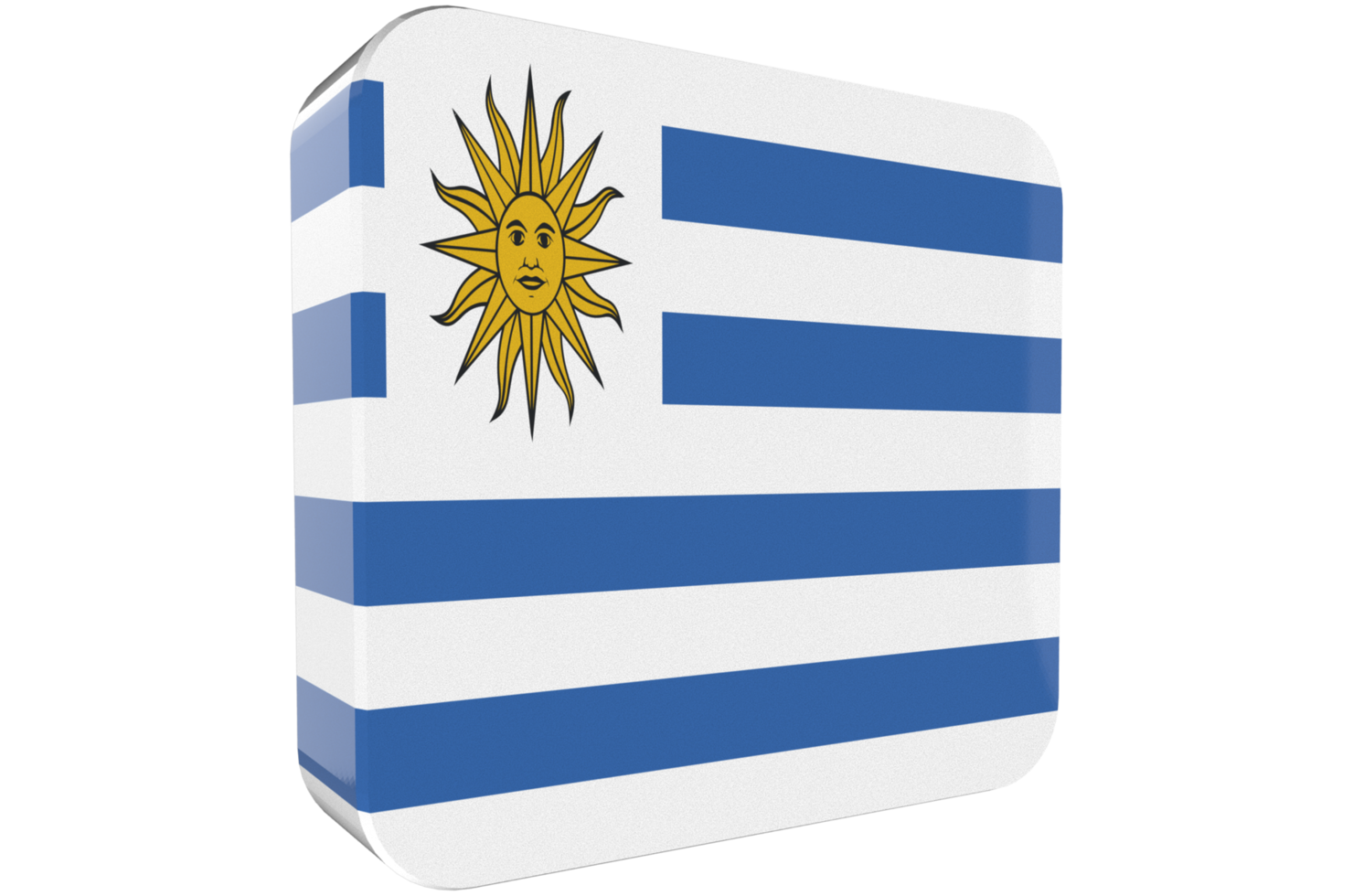 ícone 3d da bandeira do uruguai em fundo transparente png