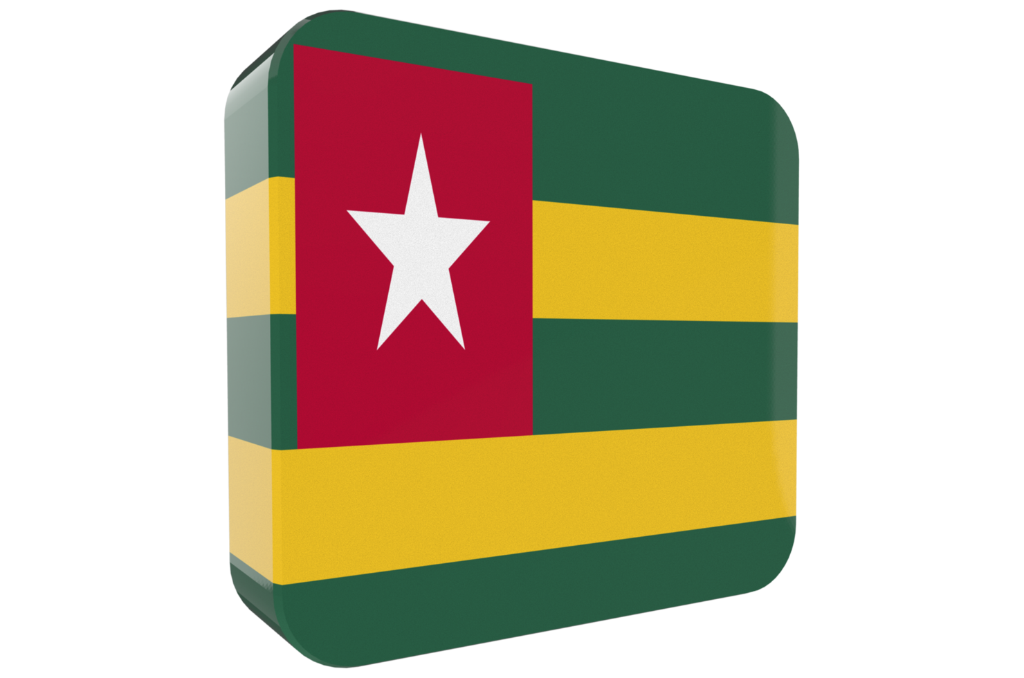 Togo flagga 3d ikon på transparent bakgrund png