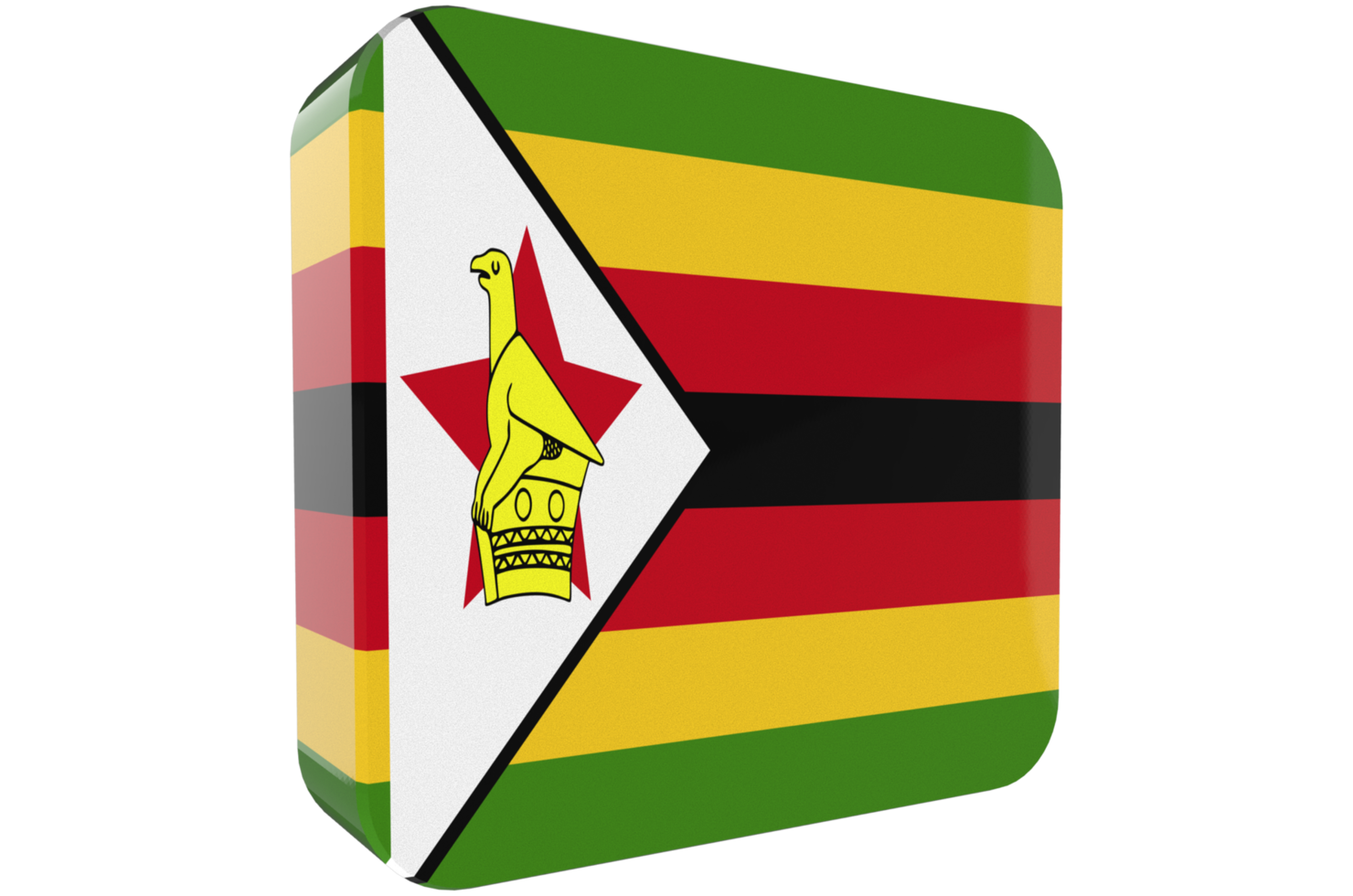 Zimbabwe Flag 3d icon on transparent Background png