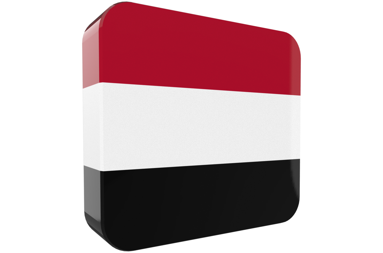 Yemen Flag 3d icon on transparent Background png