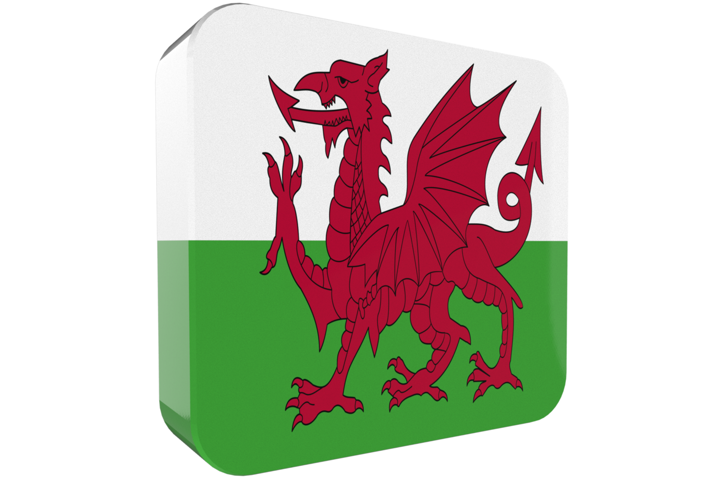 Wales Flag 3d icon on transparent Background png