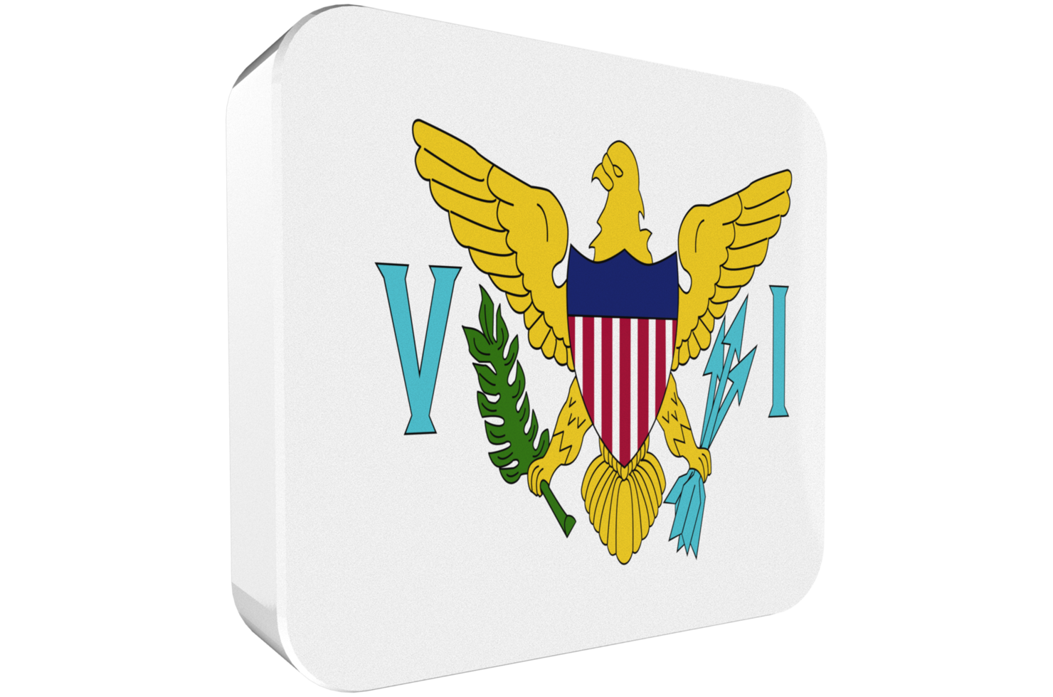 Virgin Islands US Flag 3d icon on transparent Background png