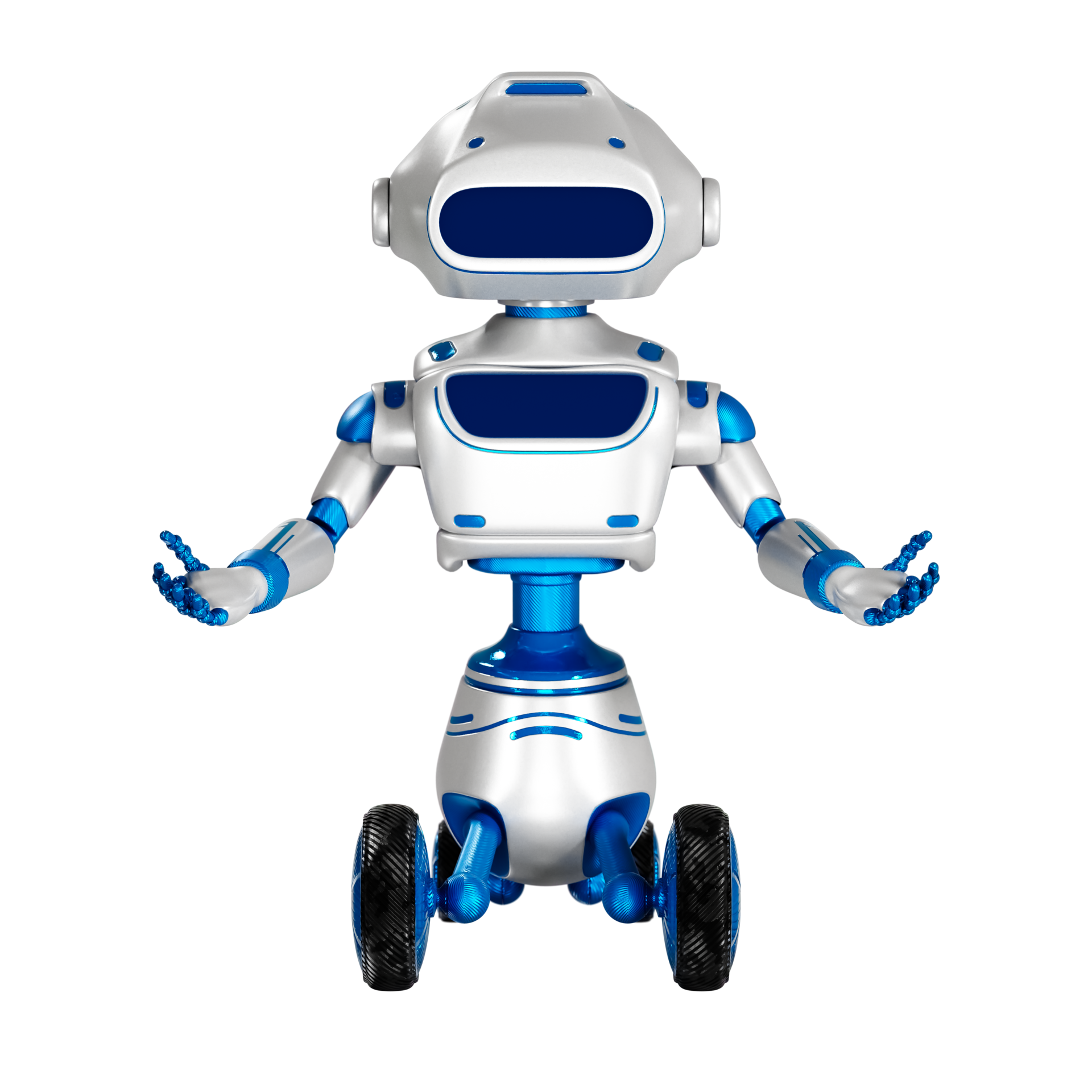 A white-blue robot with artificial intelligence is standing. 17392606 PNG