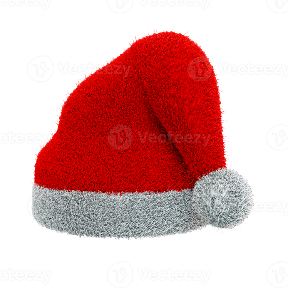 un sombrero de navidad hecho de piel roja y esponjosa. png