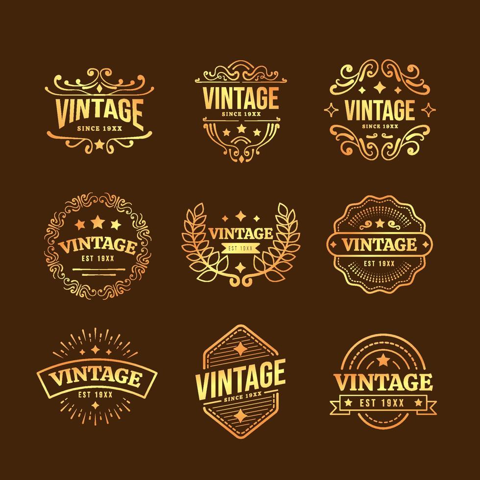 insignia dorada de estilo vintage vector