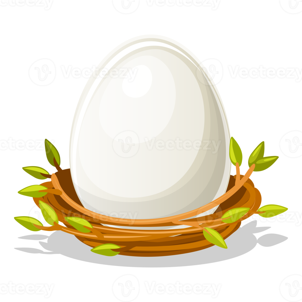 Isoled Egg in birds nest of twigs png
