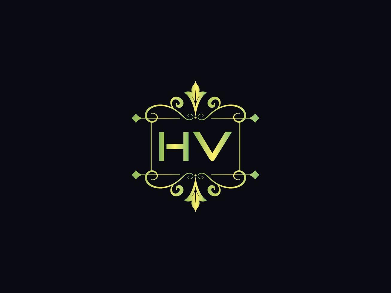 Hv Letter Logo, Monogram Hv Luxury Logo Icon Vector