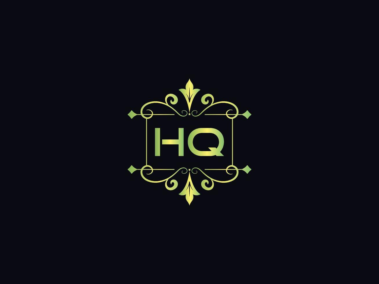 logotipo de letra hq, vector de icono de logotipo de lujo hq de monograma