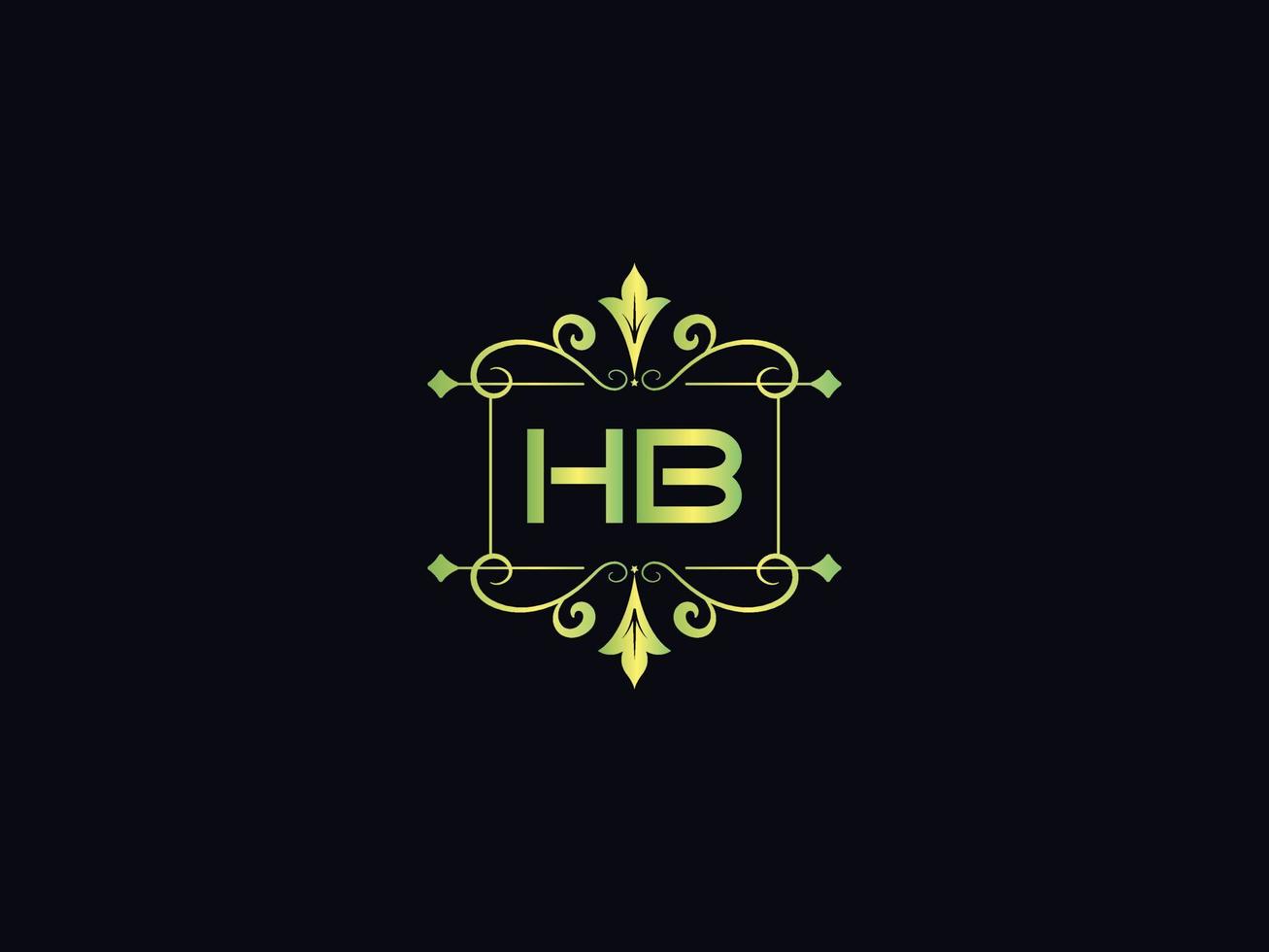 Hb Letter Logo, Monogram Hb Luxury Logo Icon Vector