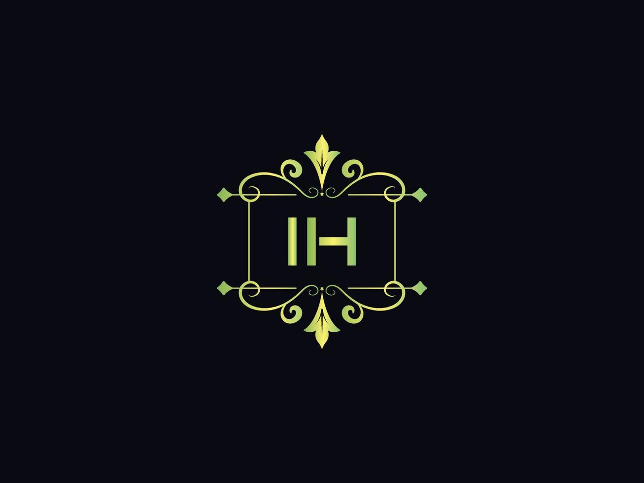 icono de logotipo abstracto ih, vector de letra de logotipo de lujo mínimo ih