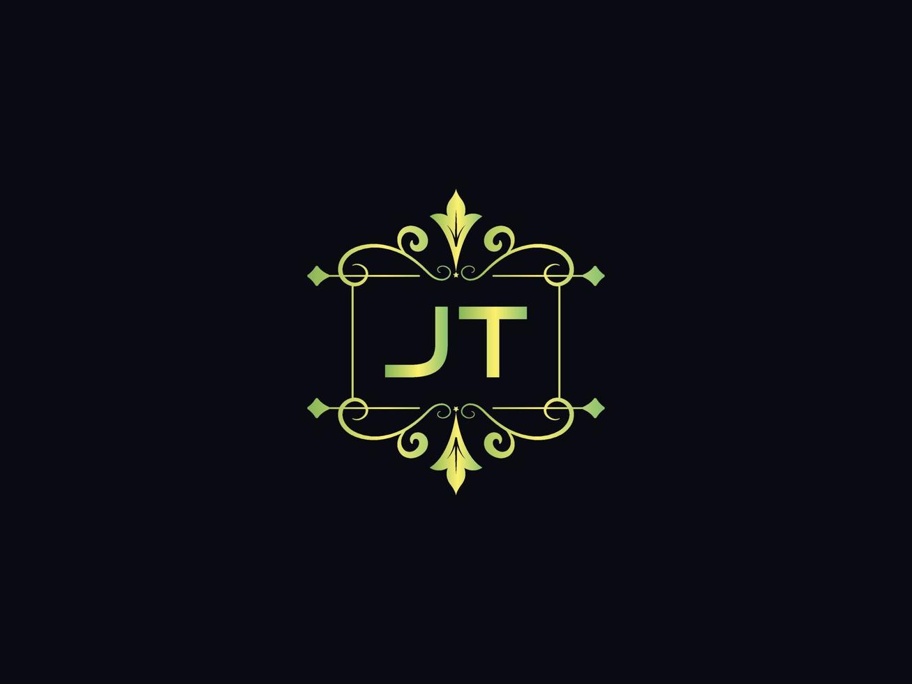 Modern Jt Logo Icon, Alphabet Jt Luxury Letter Design vector