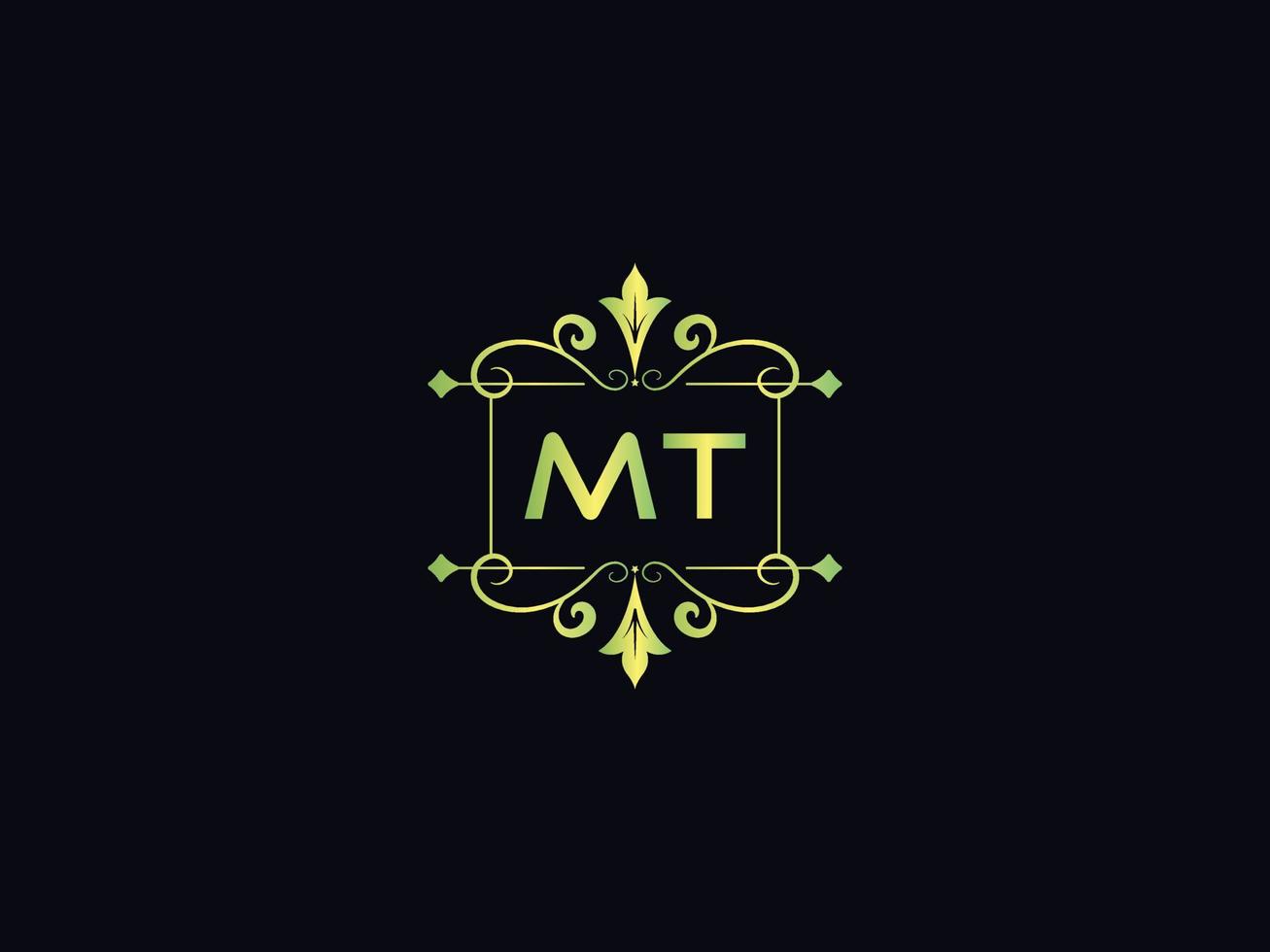 Monogram Mt Luxury Logo, Abstract Mt Letter Logo Template Vector