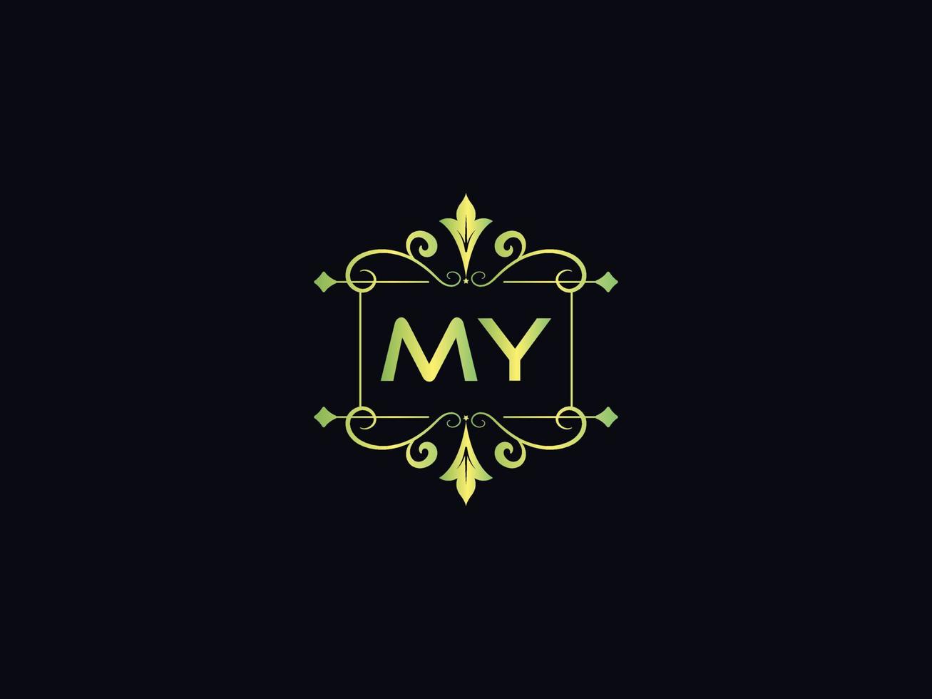 logotipo de monograma myluxury, vector abstracto de plantilla de logotipo de mi carta