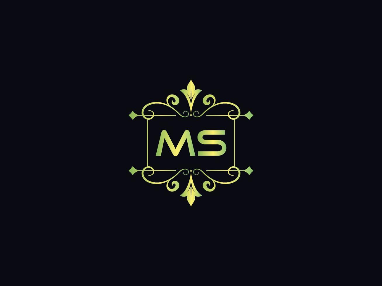 Monogram Ms Luxury Logo, Abstract Ms Letter Logo Template Vector