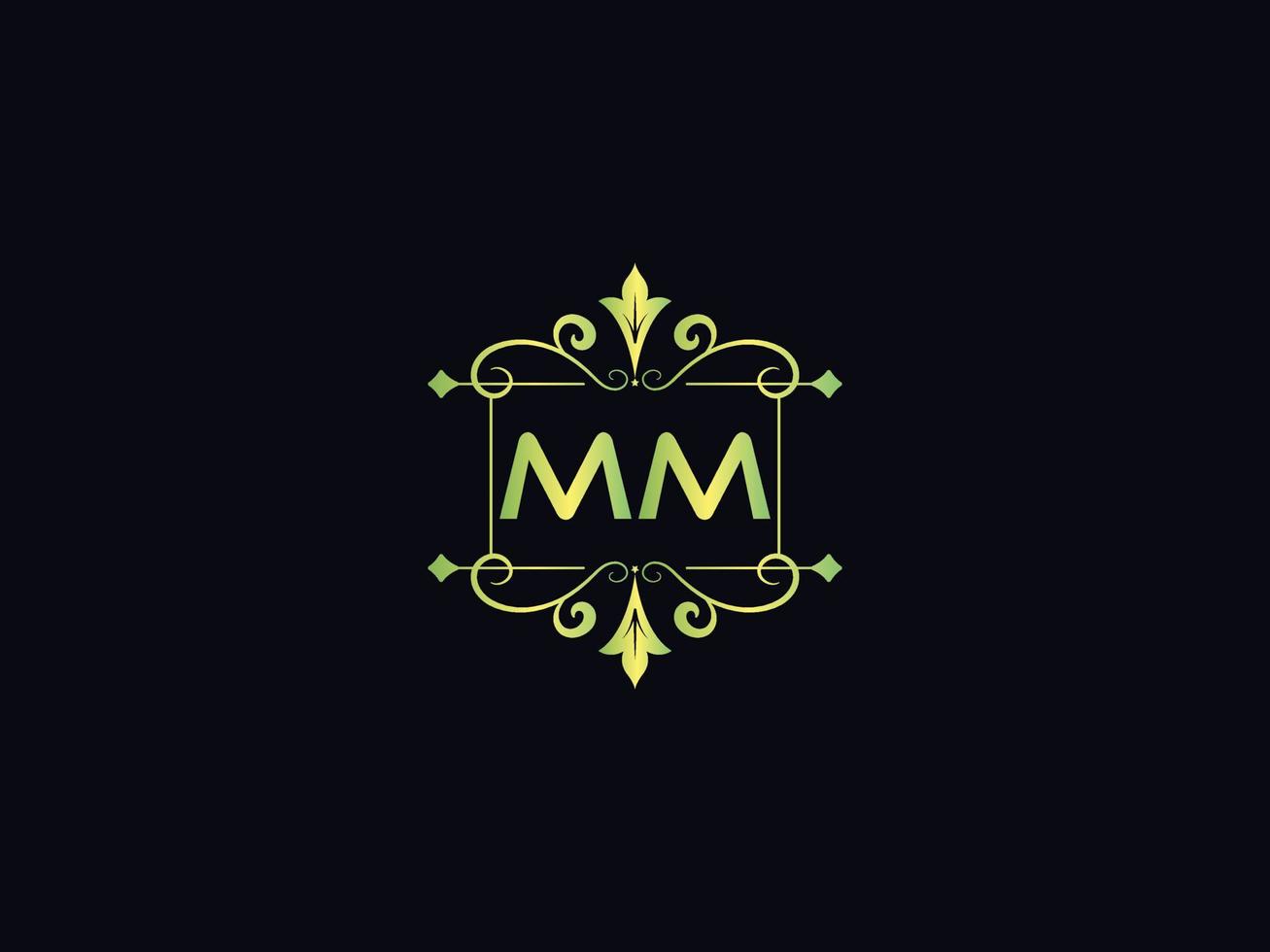Monogram Mm Luxury Logo, Abstract Mm Letter Logo Template Vector