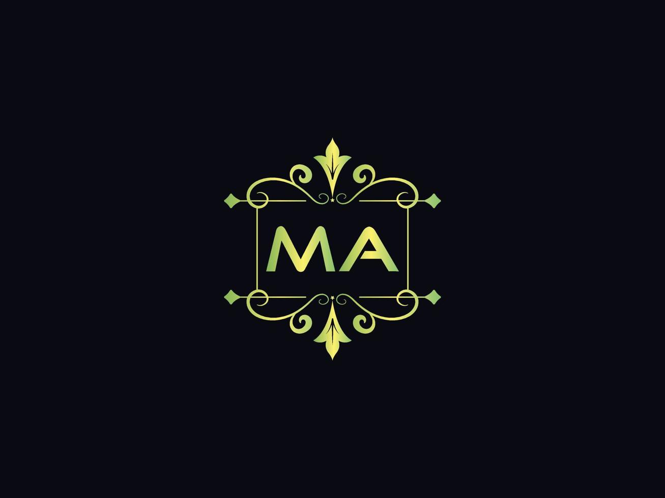 Monogram Ma Luxury Logo, Abstract Ma Letter Logo Template Vector