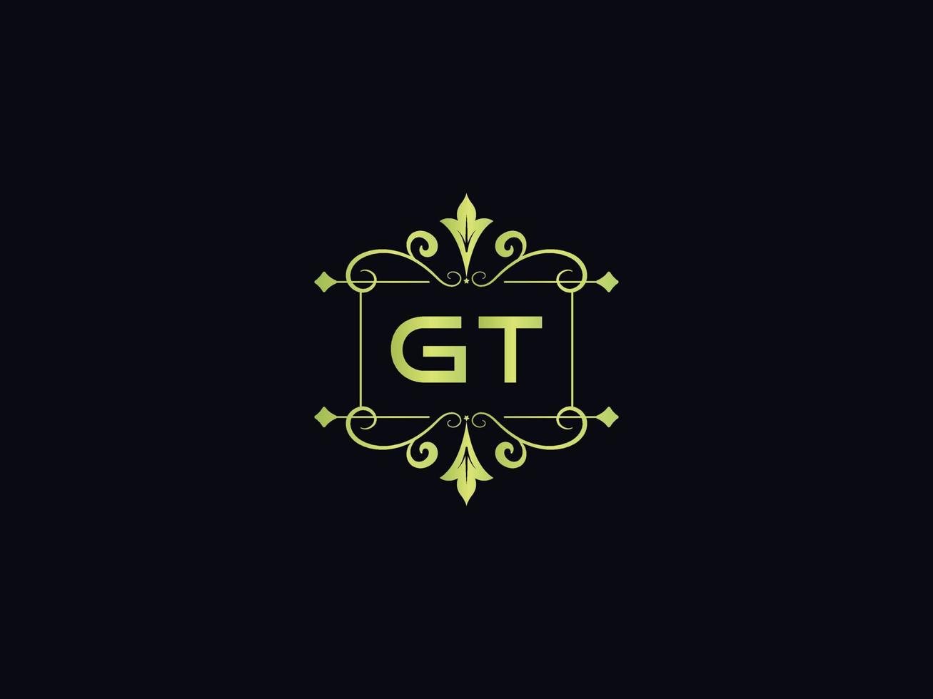 Premium Gt Logo Icon, Square Gt Luxury Minimalist Letter Logo Icon vector
