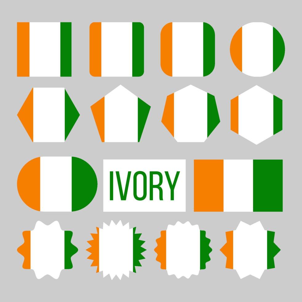 Ivory Flag Collection Figure Icons Set Vector