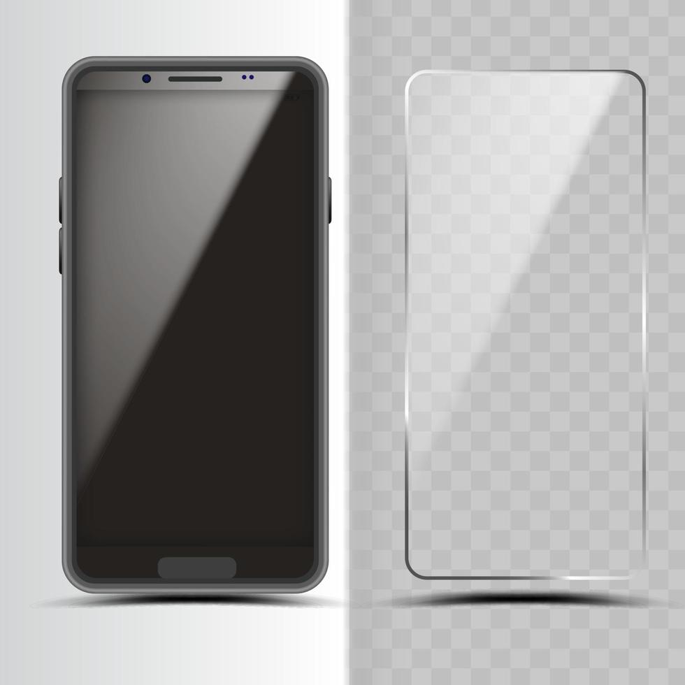 Smartphone And Screen Protector Glass Cover Vector