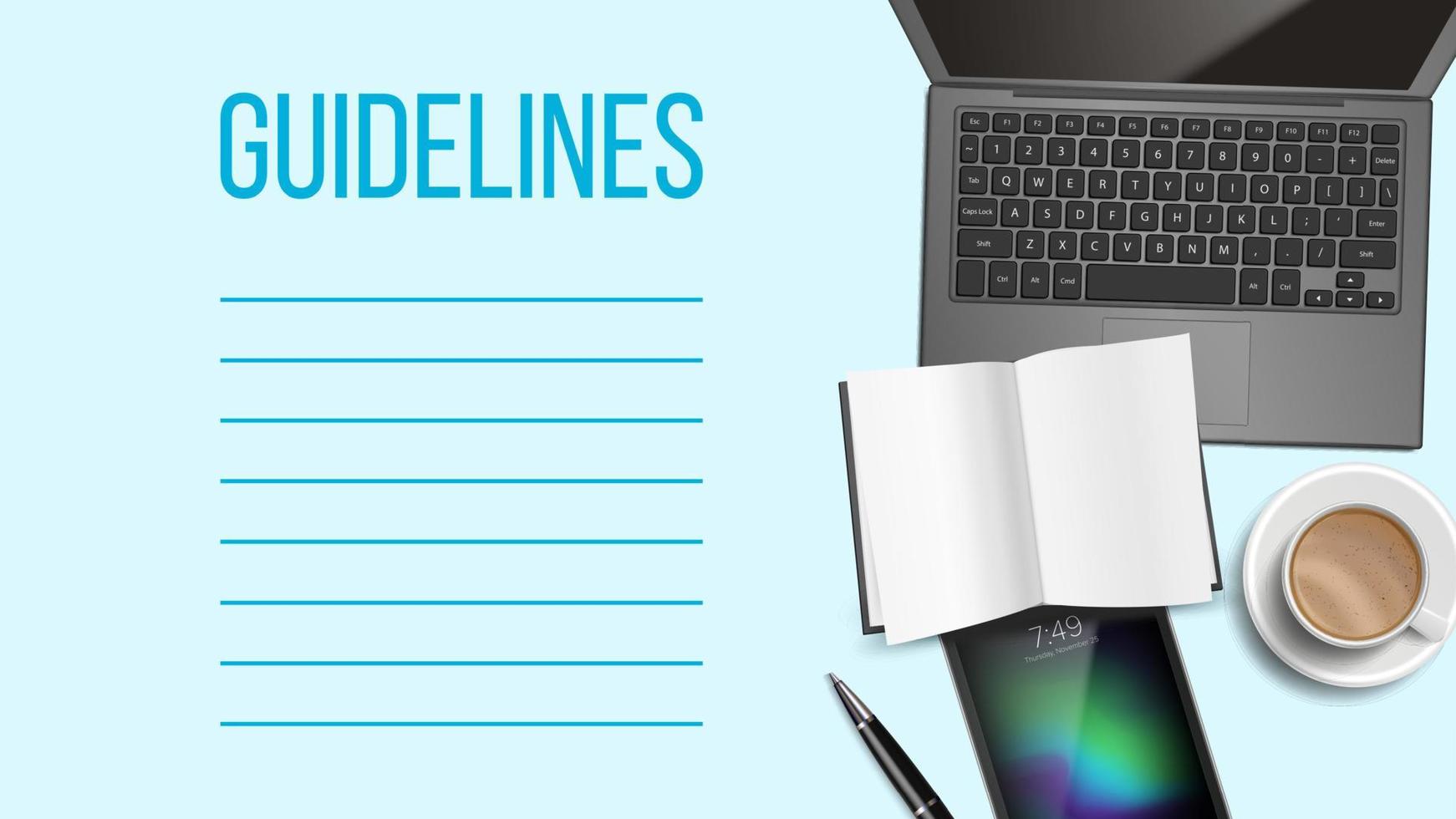 Guidelines Notepad Page Template With Text Space vector