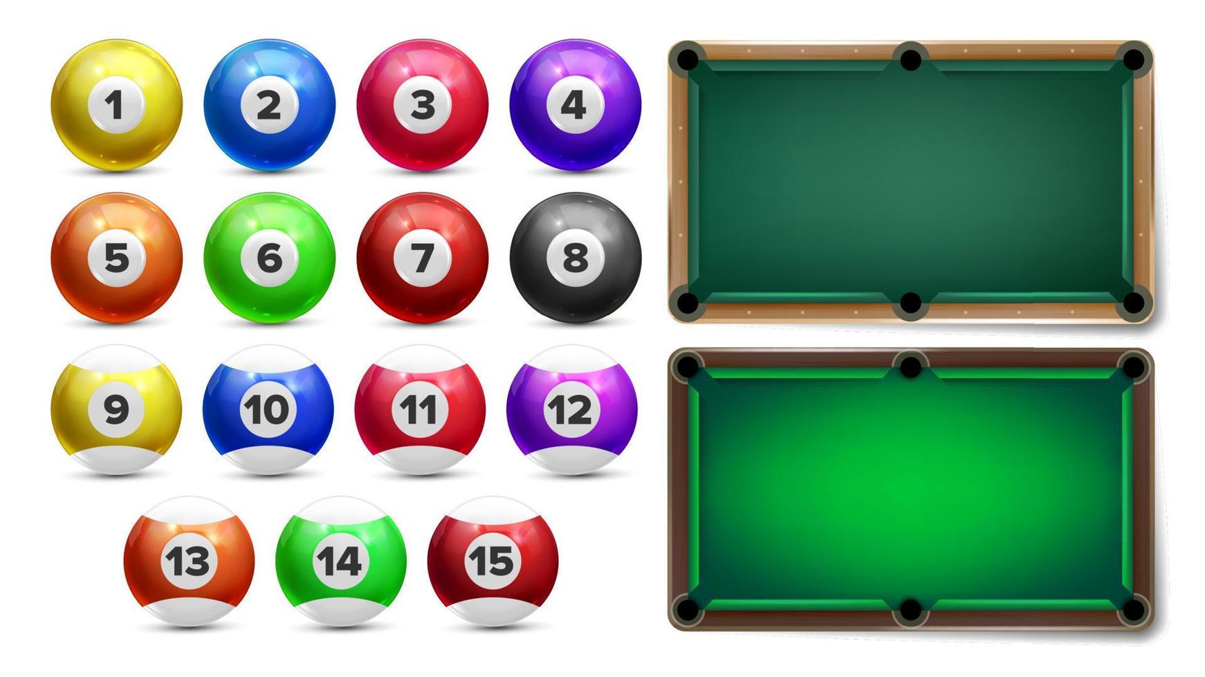 Billiard Balls With Numbers And Table Set Vector