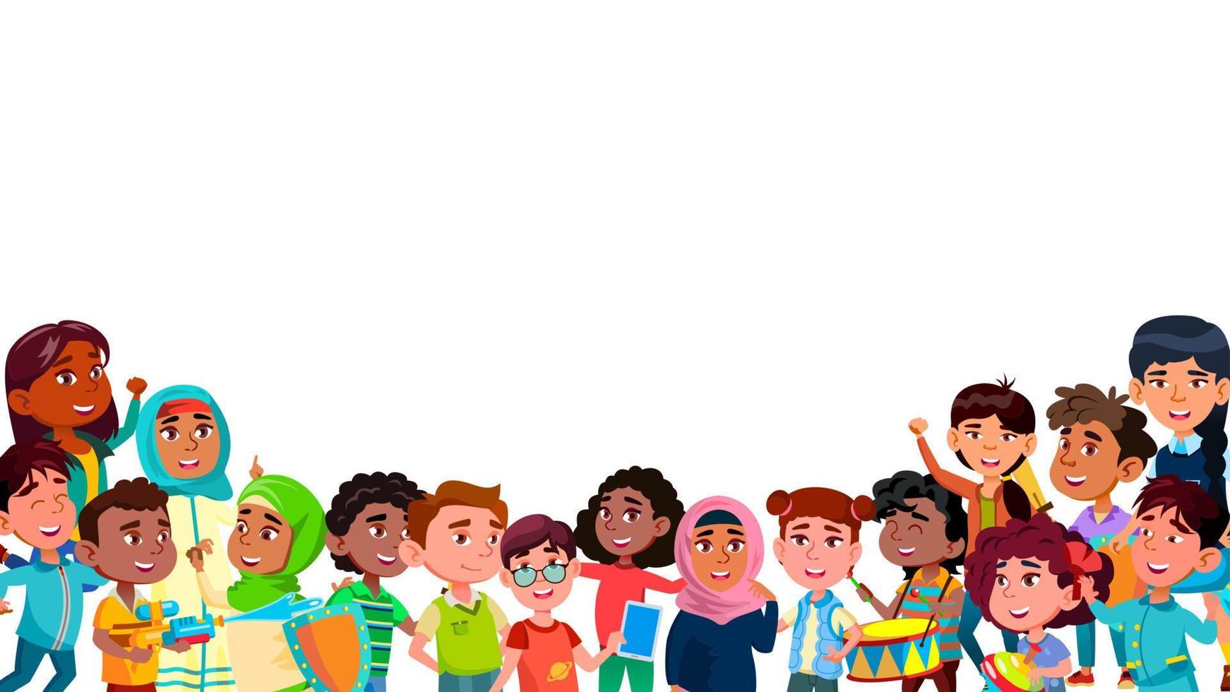 grupo de niños sonrientes multiculturales vector