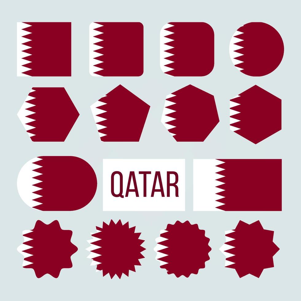 Qatar Flag Collection Figure Icons Set Vector