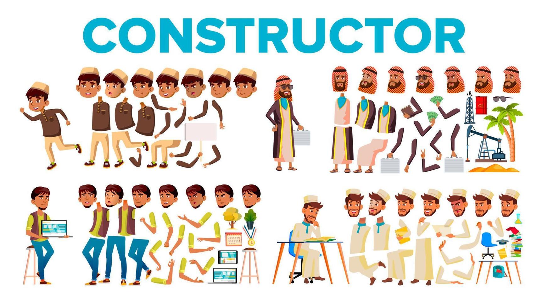 Character Male Constructor Body Detail Set Vector