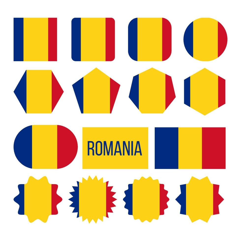 rumania bandera colección figura iconos conjunto vector