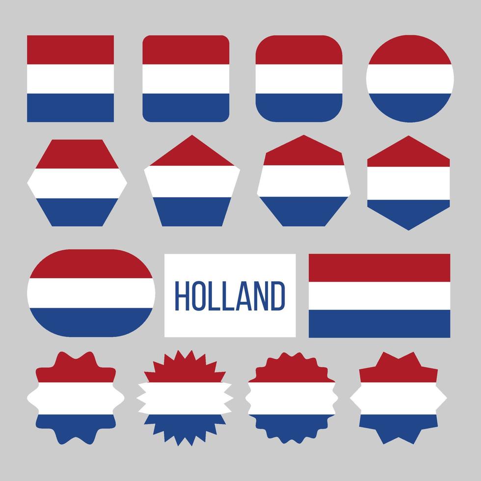 Holland Flag Collection Figure Icons Set Vector