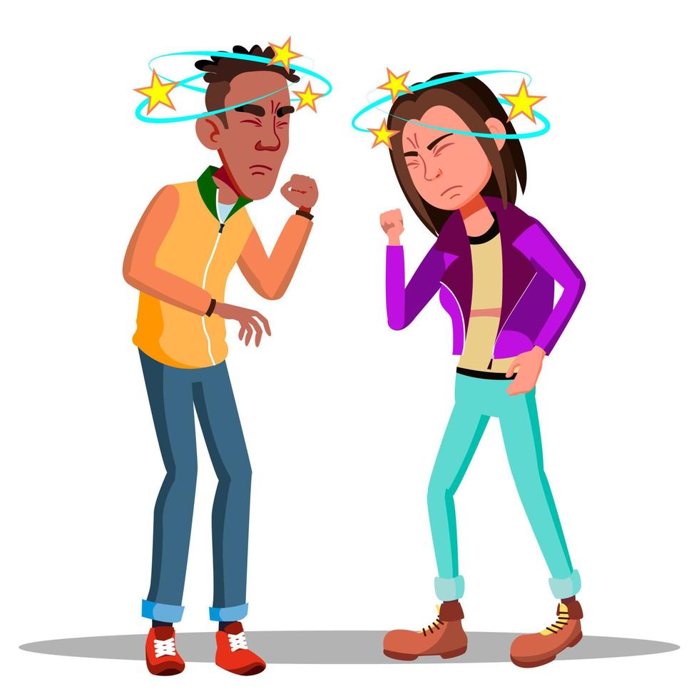 Dizzy People Vector. Teen Dizzy. Feeling Headache, Flu Concept. Illustration vector