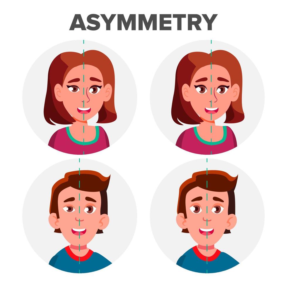 Eyes Asymmetry Of Character Man And Girl Vector