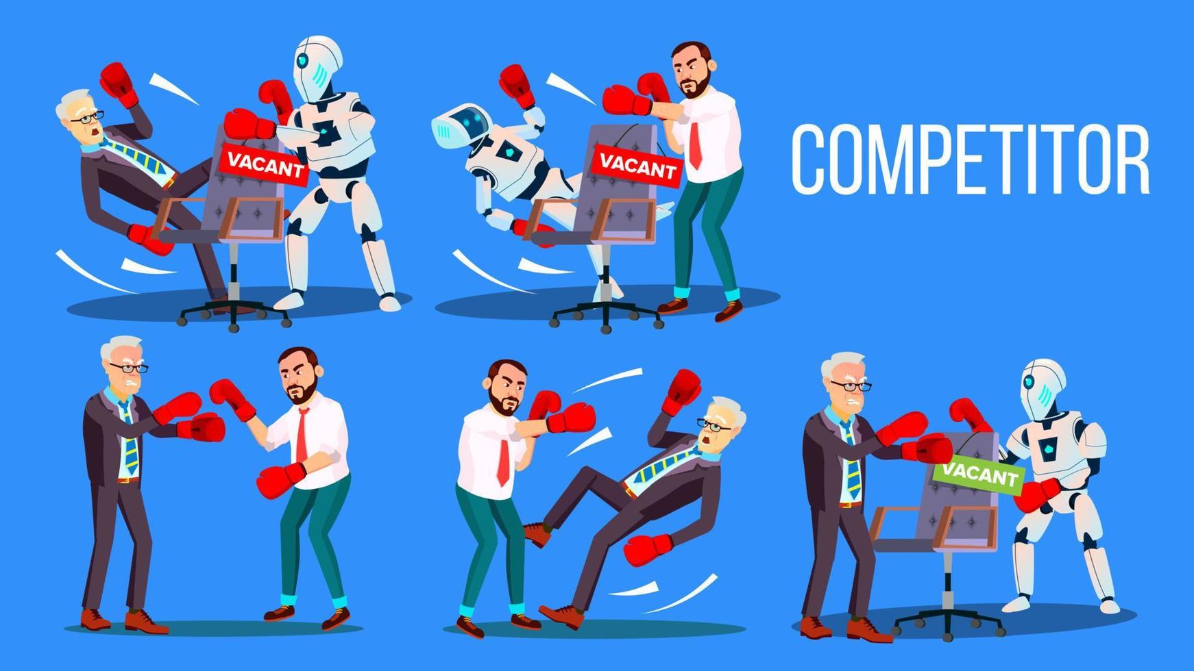 Competitor Of Work Vacancy Position Set Vector