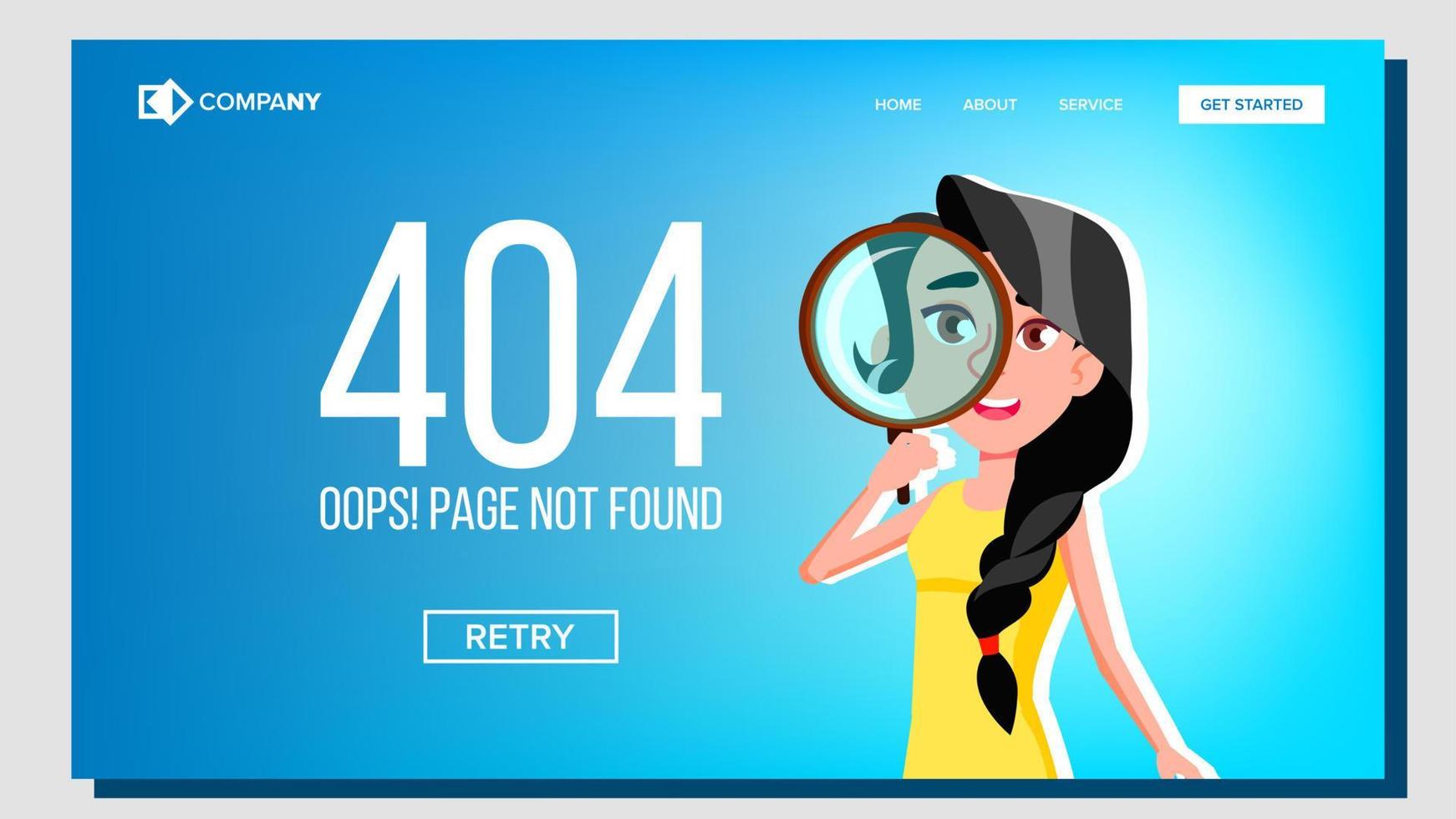 Oops Page Not Found 404 Error Landing Page Vector