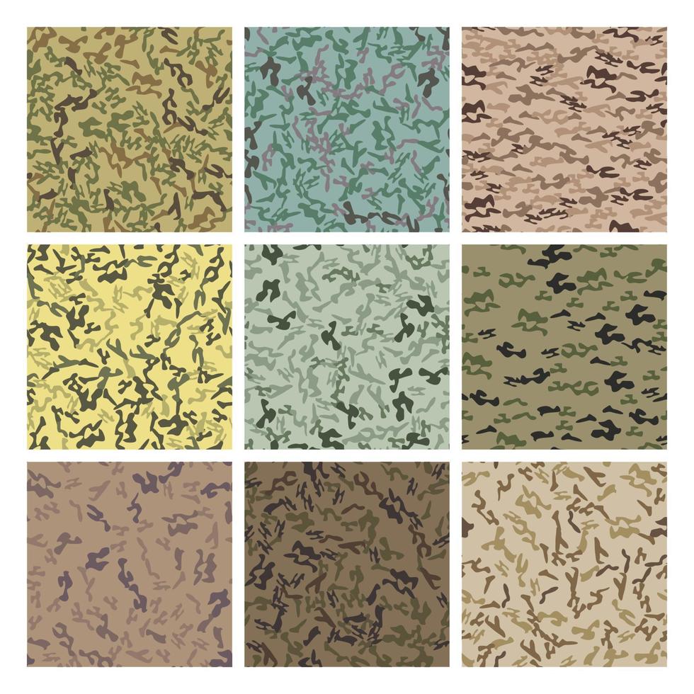 Style Camouflage Khaki Seamless Pattern Set Vector