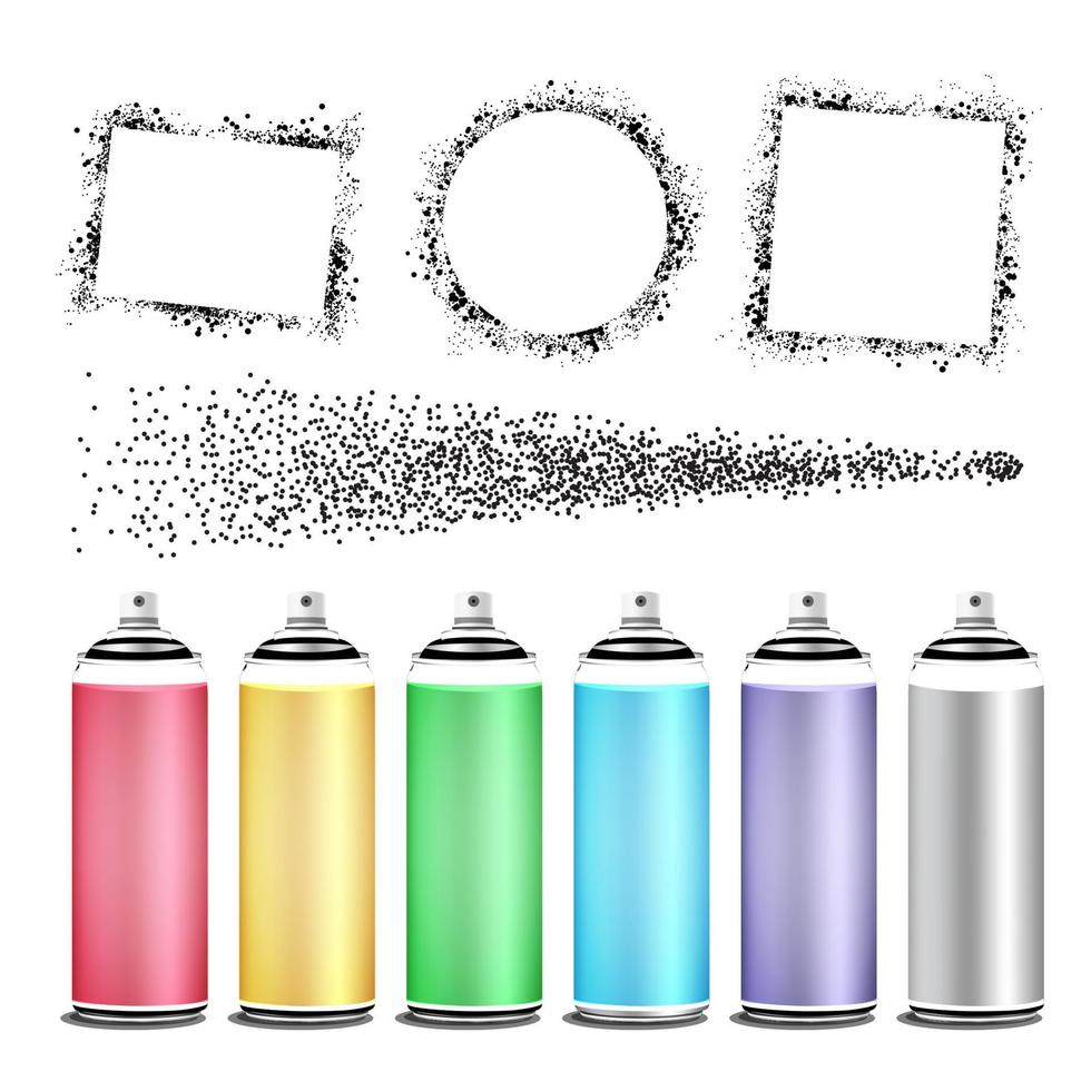 Multicolored Blank Bottle Of Aerosol Set Vector