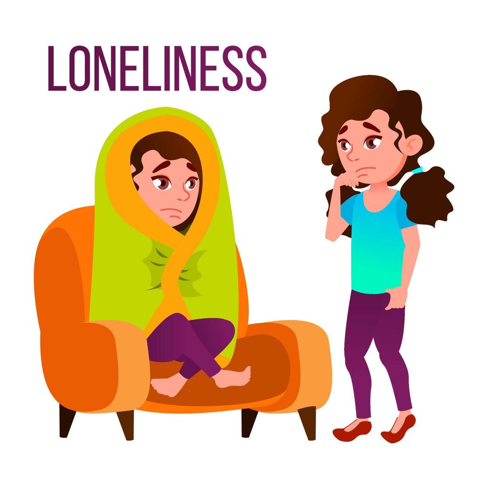 Loneliness Cartoon Vector Poster Template With Text