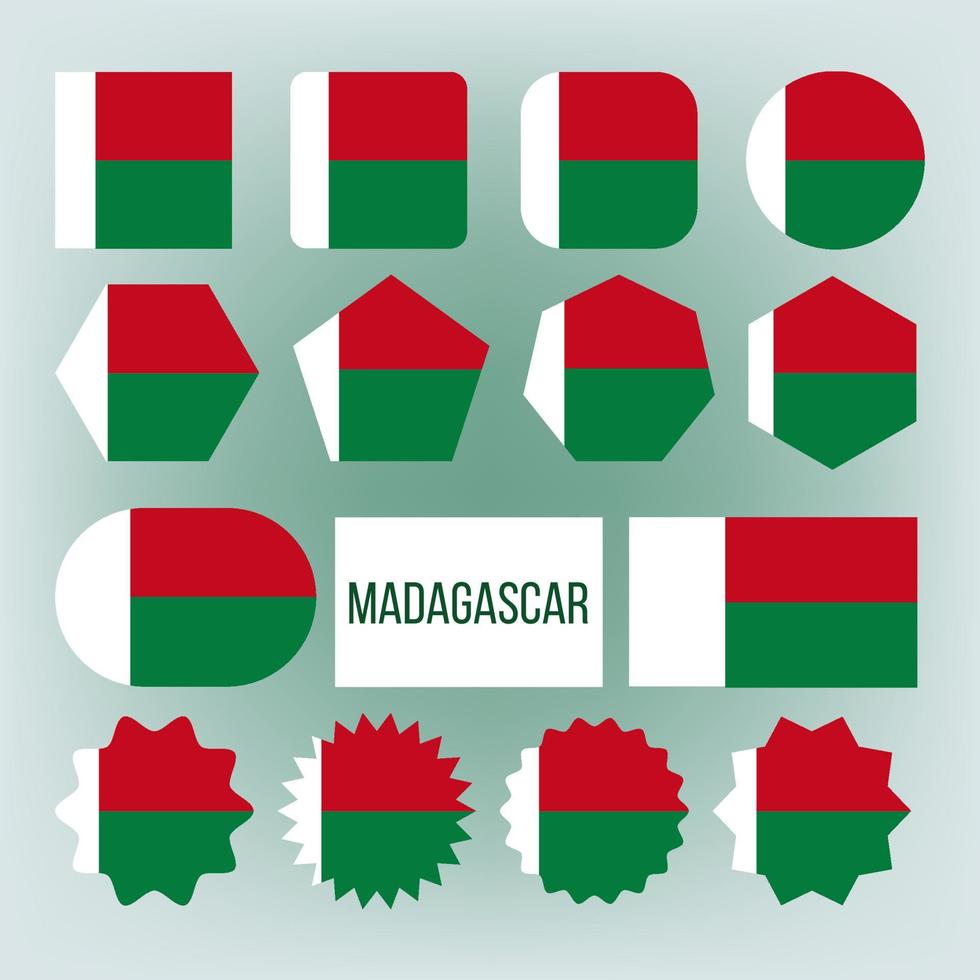Madagascar Flag Collection Figure Icons Set Vector