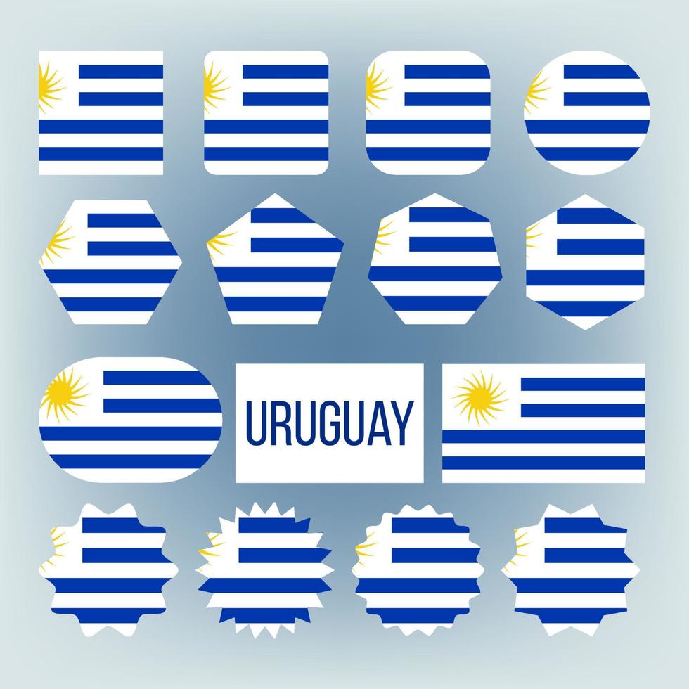 Uruguay National Colors, Insignia Vector Icons Set