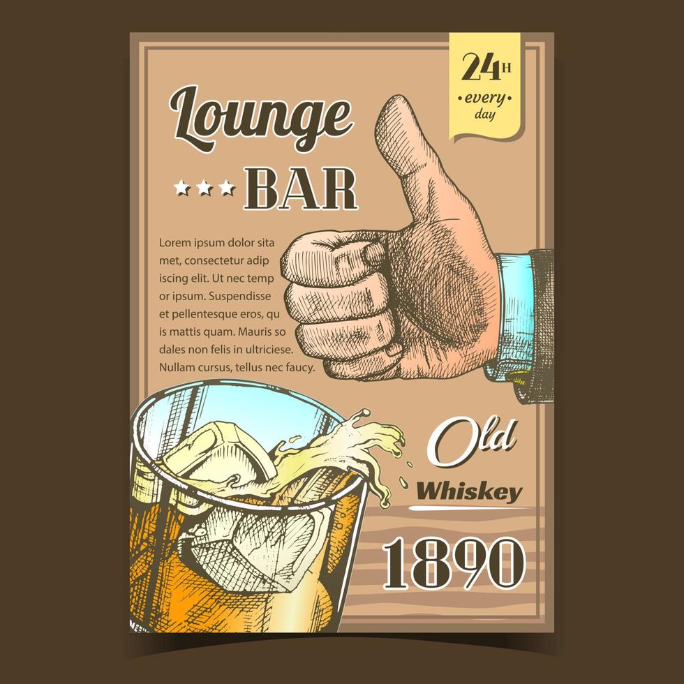 Whiskey Old Lounge Bar Advertising Banner Vector